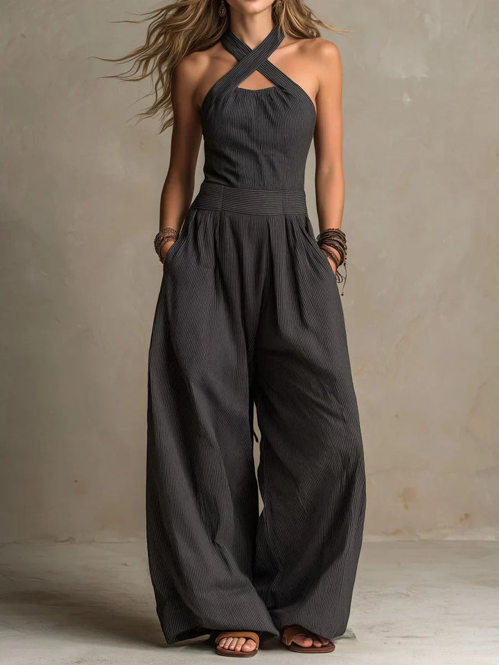 ROSALBA - Flowing Long Jumpsuit with Halter Neck