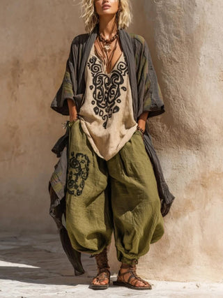 GRAZIELLA™ - Bohemian Linen Art Set - Olive