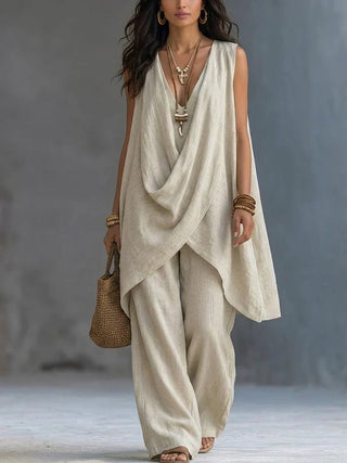 ALESSIA - Draped Suit with Wide Pants