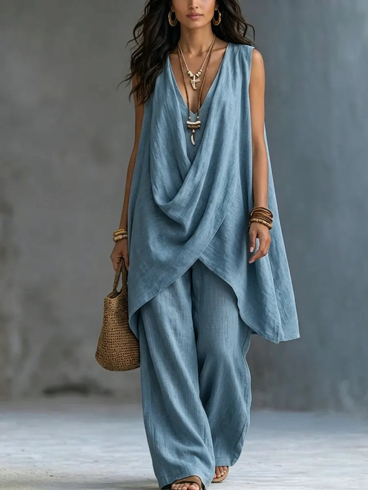 ALESSIA - Draped Suit with Wide Pants