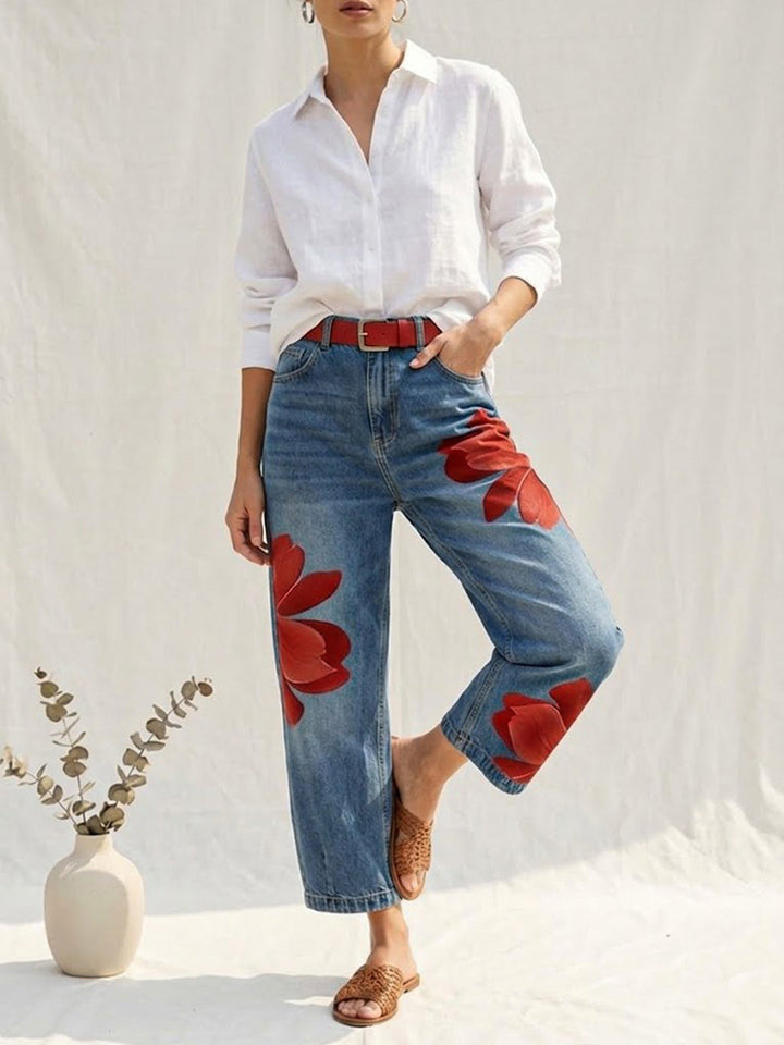 ORIANE™ - Floral Cropped Wide-Leg Trousers
