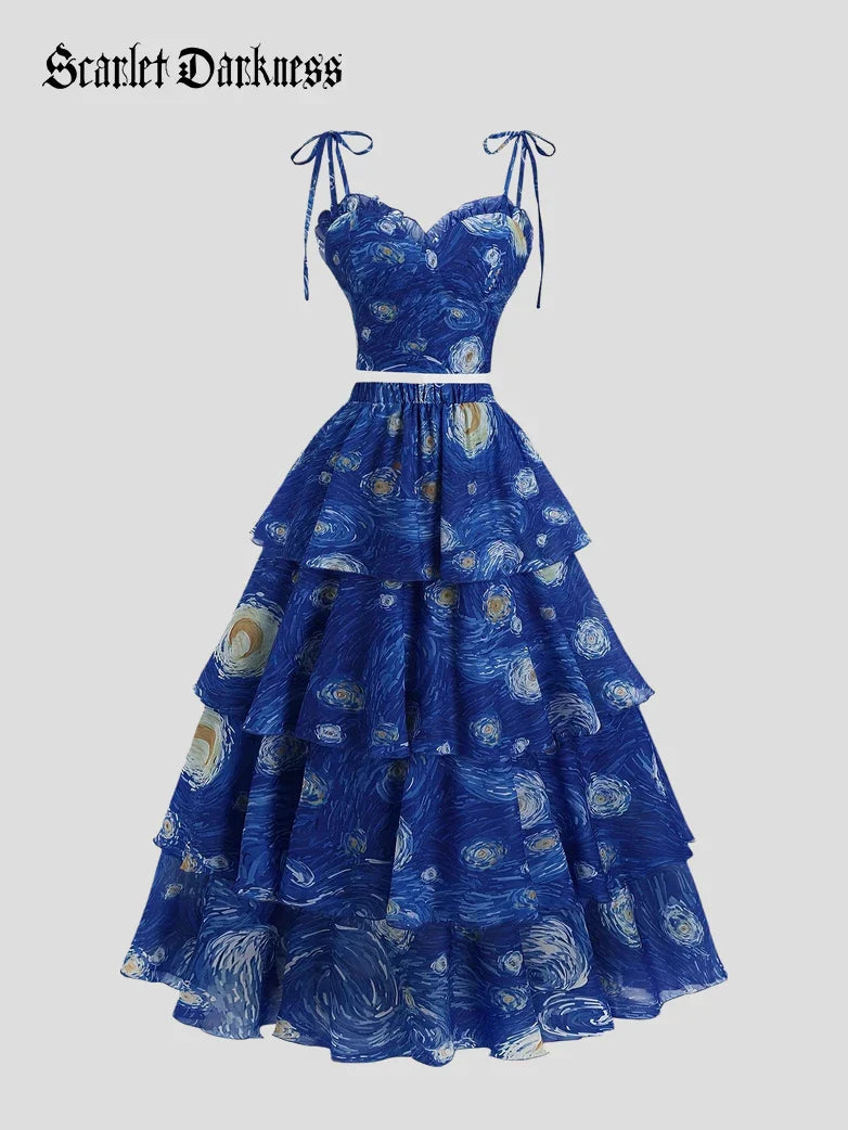ADELE™ - Starry Night Two-Piece Skirt Set