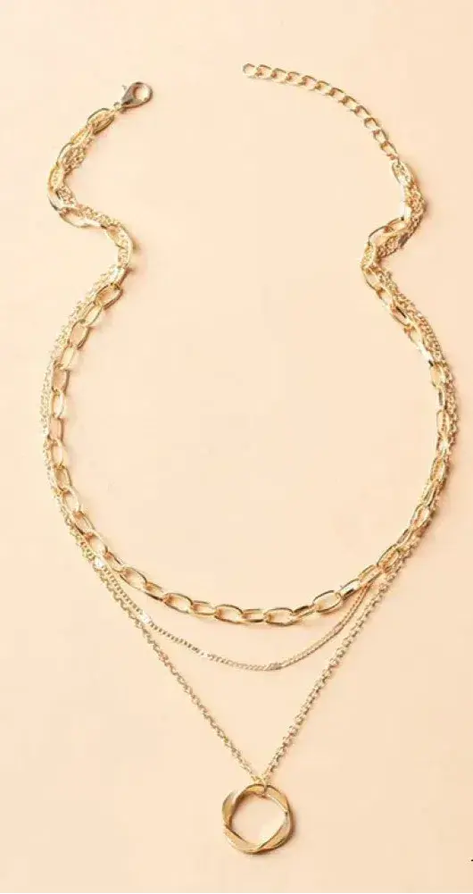 Delia | Vintage Gold Layered Chain and Pendant Necklace
