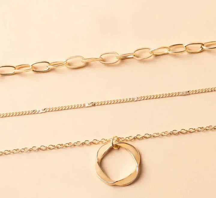 Delia | Vintage Gold Layered Chain and Pendant Necklace